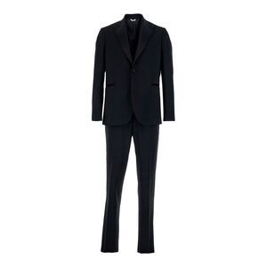Plain Men Black Single-Breasted Suit With Peak Revers In Fabric Man